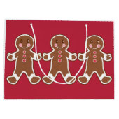 Red Gingerbread Boys Kerst Gift Bag Large Cadeautasje (Achterkant)
