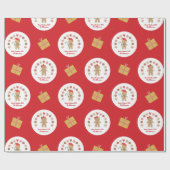 Red Gingerbread Cookie Script Aangepaste naam Scha Cadeaupapier (Vlak)