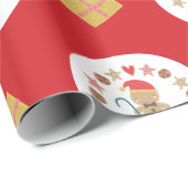 Red Gingerbread Cookie Script Aangepaste naam Scha Cadeaupapier (Rol Hoek)