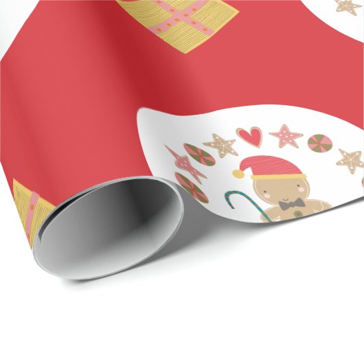 Red Gingerbread Cookie Script Aangepaste naam Scha Cadeaupapier (Rol Hoek)