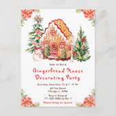Red Gingerbrood House Decorting Party Briefkaart (Voorkant)