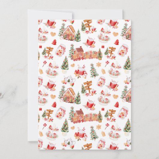 Red Gingerbrood House Decorting Party Kaart (Achterkant)