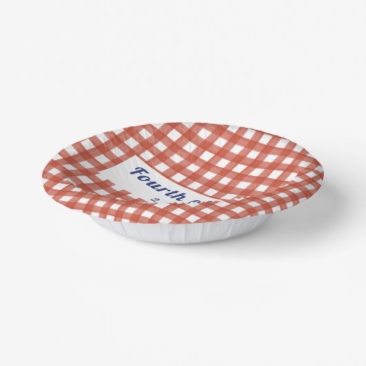 Red Gingham 4 juli Red White en Blue Papieren Kommen (Gebogen)