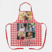 Red Gingham 5 Foto Collage Family Quote Name Schort (Voorkant)