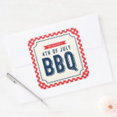Red Gingham and Blue 4 juli BBQ Vierkante Sticker (Envelop)