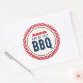 Red Gingham and Blue Fourth of Juli BBQ Ronde Sticker (Envelop)