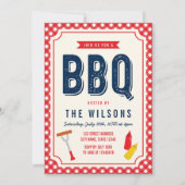 Red Gingham and Blue Summer BBQ Kaart (Voorkant)