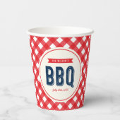 Red Gingham and Blue Summer BBQ Papieren Bekers (Achterkant)