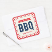 Red Gingham and Blue Summer BBQ Vierkante Sticker (Envelop)