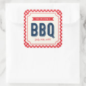 Red Gingham and Blue Summer BBQ Vierkante Sticker (Tas)