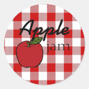 Red Gingham Apple Jam Ronde Sticker