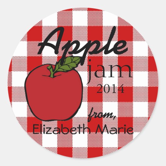 Red Gingham-Apple Jam Ronde Sticker (Voorkant)