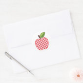 Red Gingham Apple Ronde Sticker (Envelop)