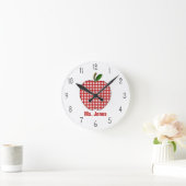 Red Gingham Apple Teacher Clock Ronde Klok (Huis)