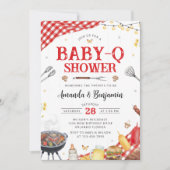 Red Gingham Baby-Q Shower Invitation (Devant)