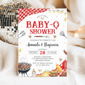 Red Gingham Baby-Q Shower Invitation