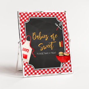 Red Gingham BBQ Baby shower Baby's zijn zoet Poster