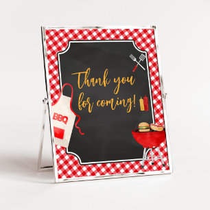 Red Gingham BBQ Baby shower Bedankt voor uw komst Poster