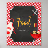 Red Gingham BBQ Baby shower Eten Poster (Voorkant)