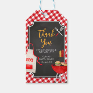 Red Gingham BBQ Baby shower Favor Tag Cadeaulabel