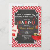 Red Gingham BBQ Baby shower Kaart (Voorkant)