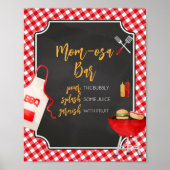 Red Gingham BBQ Baby shower Moeder Osa Bar Poster (Voorkant)