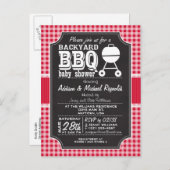 Red Gingham BBQ Baby shower uitnodiging (Voorkant / Achterkant)