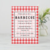 Red Gingham BBQ Party Kaart (Staand voorkant)
