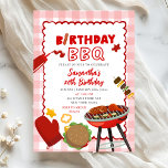 Red Gingham Birthday BBQ invitation<br><div class="desc">Red Gingham Birthday BBQ invitation,  Summer Outdoor Grill Birthday Invite,  Editable Barbecue Grill Birthday Invite</div>
