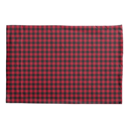 Red Gingham Black en White Check Pillow Hoesje Kussensloop (Achterkant)