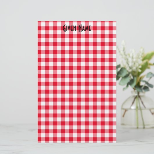 Red Gingham Briefpapier (Staand voorkant)