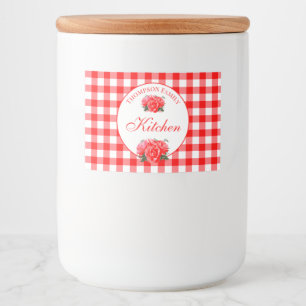 Red Gingham Buffalo Controleer  voedseletiket Voedselcontainer Etiket