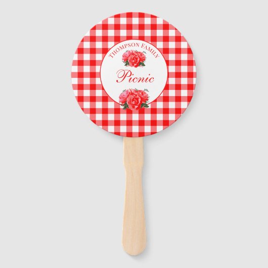 Red Gingham Buffalo Pset Summer Picnic Handwaaier (Voorkant)
