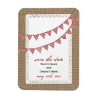 Red Gingham Bunting Burlap geïnspireerd op Save th