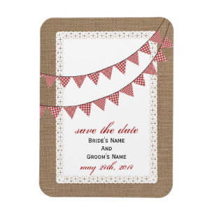 Red Gingham Bunting Burlap geïnspireerd op Save th Magneet