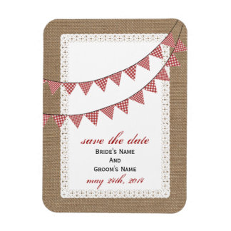 Red Gingham Bunting Burlap geïnspireerd op Save th Magneet
