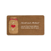 Red Gingham & Burlap Mason Jar Label (Voorkant)