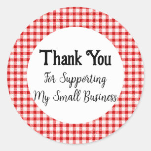 Red Gingham Business Hartelijk dank voor uw Sticke Ronde Sticker