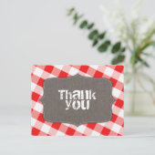 Red Gingham Canvas Dank je Briefkaarten (Staand voorkant)