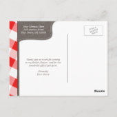 Red Gingham Canvas Dank je Briefkaarten (Achterkant)