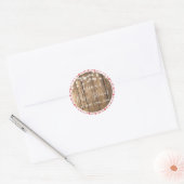 Red Gingham Check geruite rustieke houten event sh Ronde Sticker (Envelop)