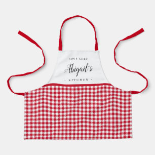 Red gingham check het op maat gesneden koken van h schort