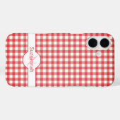 Red Gingham Check Monogramed Custom Hoesje-Mate Case-Mate iPhone Case (Achterkant (horizontaal))