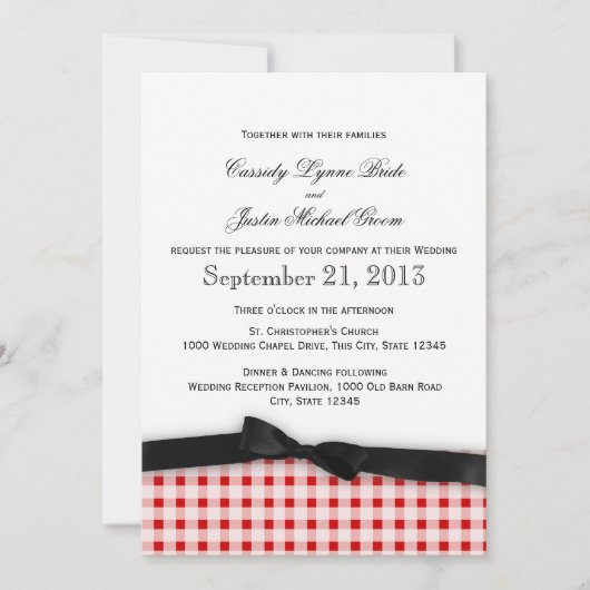 Red Gingham Check Patroon met lint Kaart (Voorkant)