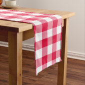 Red Gingham Check Pattern Lange Tafelloper (Voorbeeld)