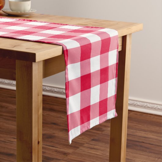 Red Gingham Check Pattern Lange Tafelloper (Voorbeeld)