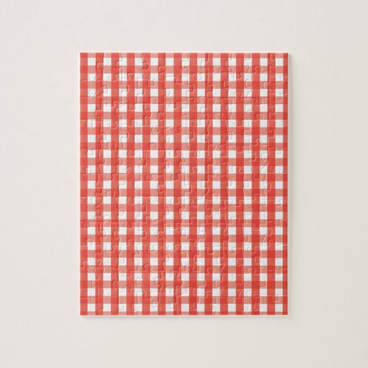 Red Gingham Check Pattern Legpuzzel (Verticaal)