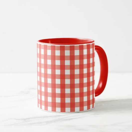 Red Gingham Check Pattern Mok (Voorkant rechts)