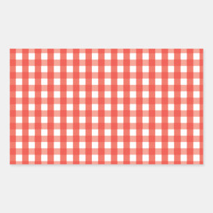 Red Gingham Check Pattern Rechthoekige Sticker
