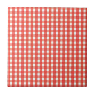 Red Gingham Check Pattern Tegeltje